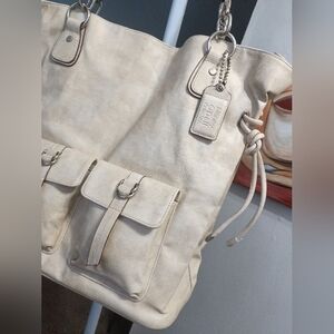 Huge Nancy O'Dell Cream Embossed Vegan Leather Tote/Shoulder Bag, 💖 New